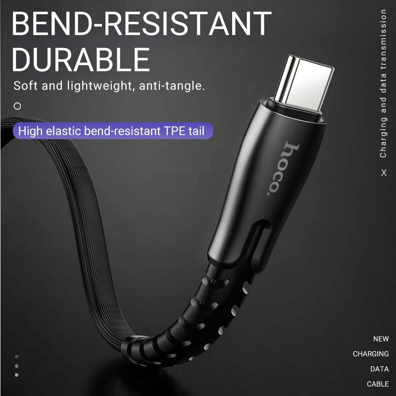 hoco usb type c кабель для зарядки и передачи данных тип с провод usb c для самсунг сяоми зарядное устройство юсб тайп си для андроид провод юсби си 2.4A плоский кабель c type cable усиленный зарядник шнурок зарядка