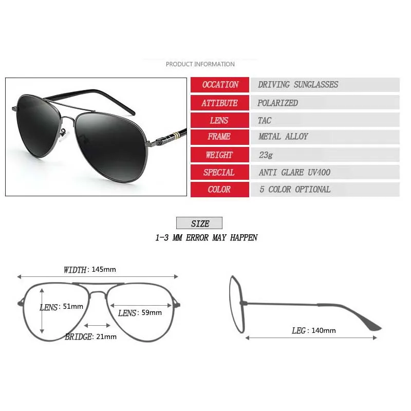 Men's Sunglasses Brand Designer Pilot Polarized Male Sun Glasses Eyeglasses gafas oculos de sol masculino For Man Driver | Автомобили