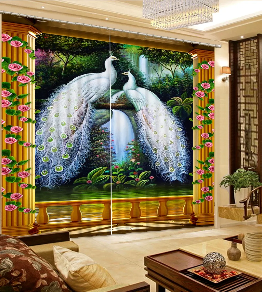

American 2019 peacock modern window curtains window living room home goods nordic style curtains