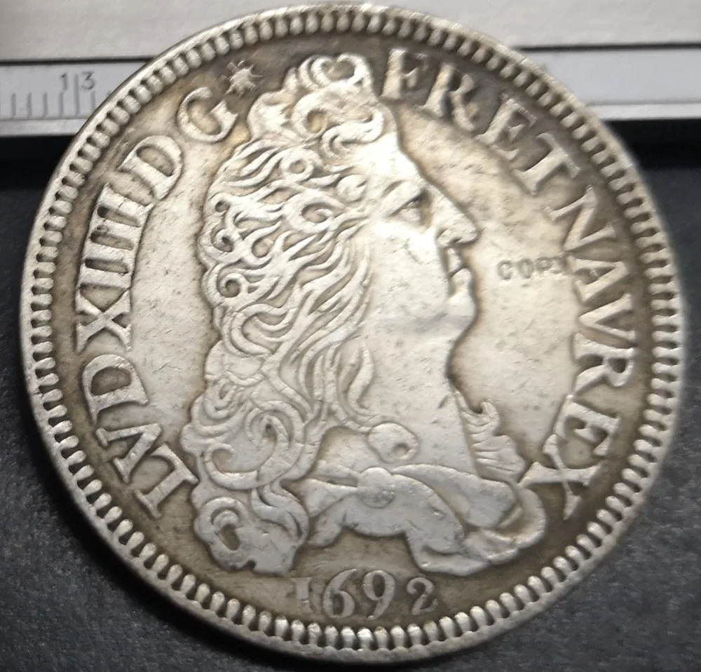 1690-1693 Франция-Королевство 1 Ecu-Луи XIV Посеребренная копия монеты (Выберите любую