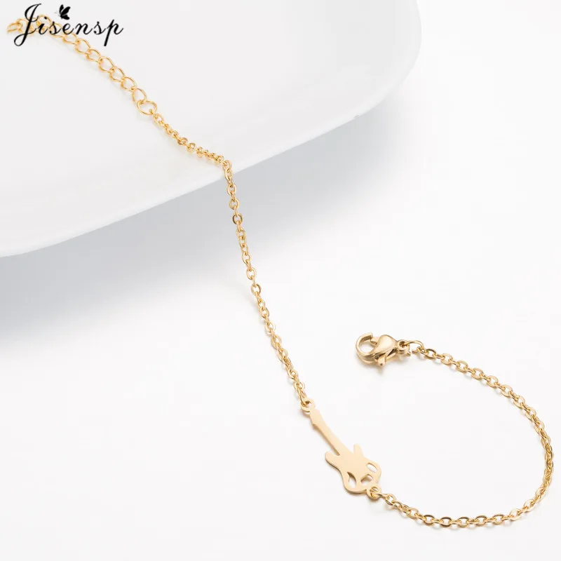Jisensp Stainless Steel Guitar Bracelets for Women Jewelry Adjustable Gold Color Charm Bracelet &amp Bangle Men Pulseras Mujer | Украшения