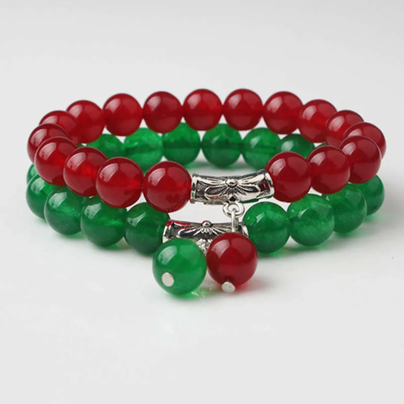 LanLi 8 мм модные ювелирные изделия Красный и Зеленый Халцедон камень бусины