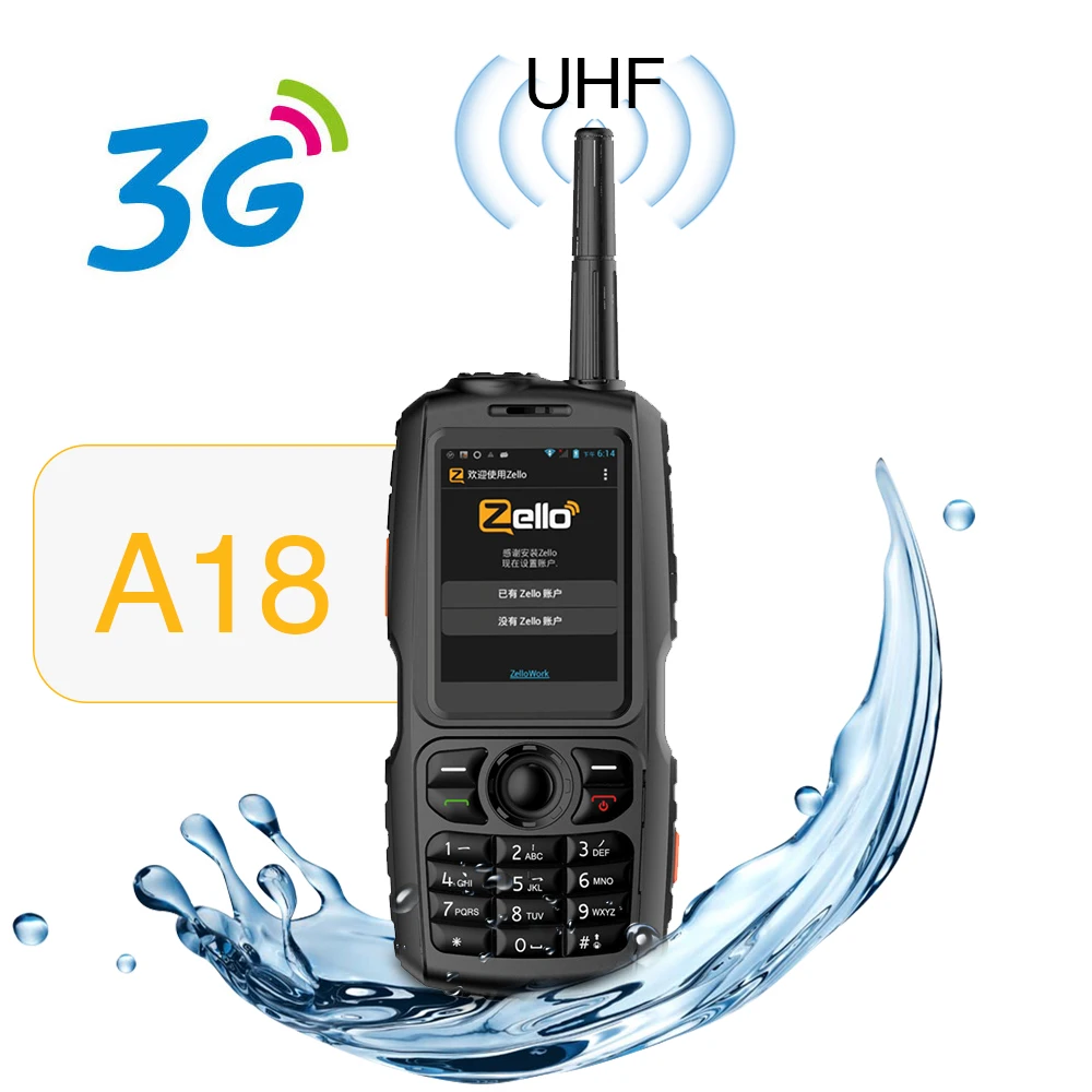 A18 Walkie Talkie с UHF 3800mah IP68 водонепроницаемый смартфон Android4.2.2 Dual SIM Smart Radio GPS Zello 3G WCDMA