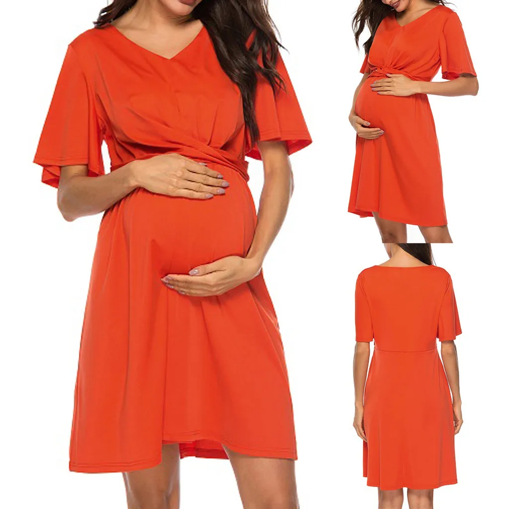 SAGACE сексуальное платье для беременных с v образным вырезом летняя одежда