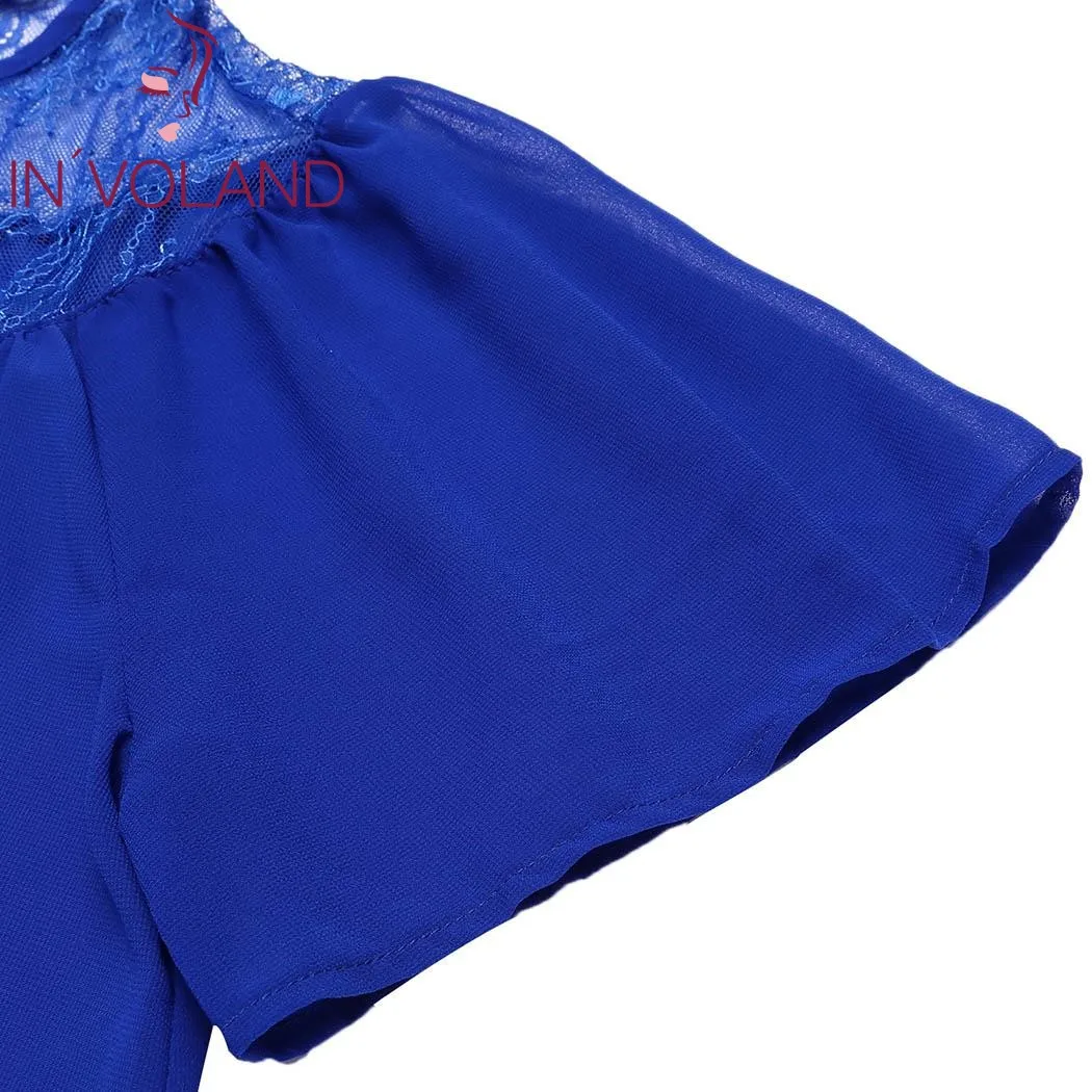 IN'VOLAND женская шифоновая блузка Blusas топы оверсайз с коротким рукавом прозрачные