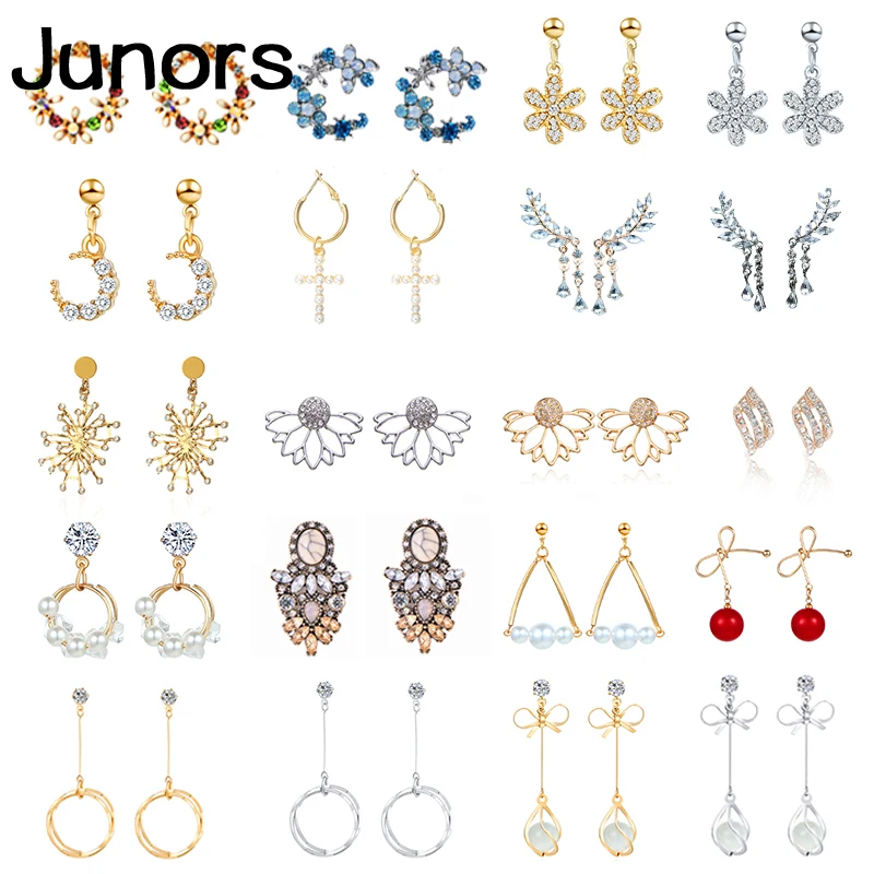 Женские винтажные серьги с жемчугом и стразами корейские черным цветком