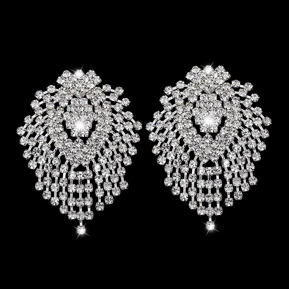 style 22--5cm TREAZY, Длинные свадебные Висячие Серьги серебряного цвета с кристаллами для женщин, стразы, кисточки, висячие серьги, подарки для невесты, вечерние ювелирные изделия - Окраска металла: style 22--5cm