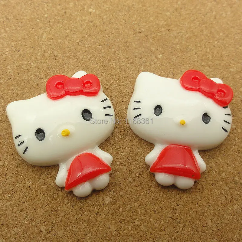 1 шт./лот плоской задней смола красный с большой головой кота 31 мм кабошонов