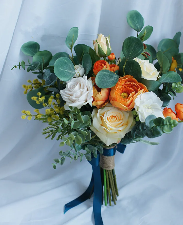 JaneVini винтажные оранжевые украшения для букета невесты цветы настоящие Сенсорные