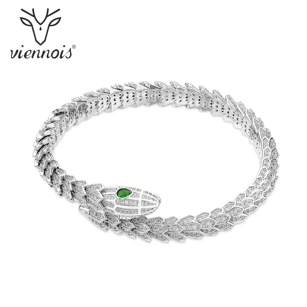 Viennois, модное ювелирное изделие, золотой и серебряный браслет со змеиным узором и браслеты для женщин, роскошные хрустальные стразы, браслет на запястье с животным принтом