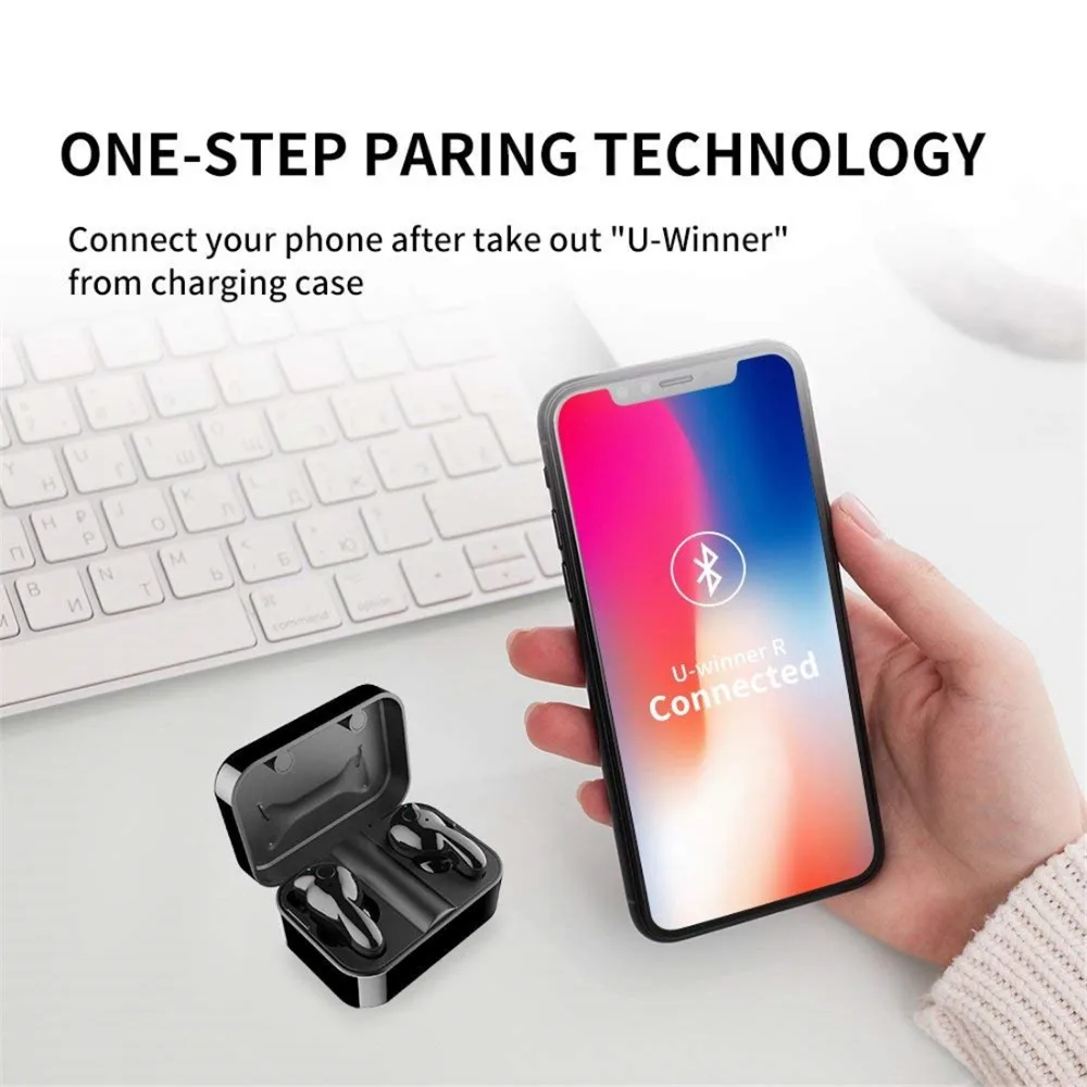 

TWS Ture Wireless Dual Earphone Mini Headphones Bluetooth V5.0 Headset Voice Assistant Handsfree Call For Sports Business