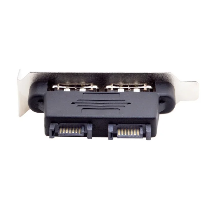 Адаптер с двумя портами SATA 7pin на Esata 7Pin штекер-штекер низкопрофильным кронштейном
