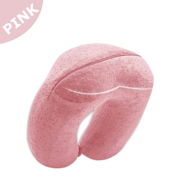 Pink PurenLatex дорожная u-образная подушка пены памяти защита шеи шейный позвоночник ортопедические подушки офисный самолет поезд для сна - Цвет: Pink