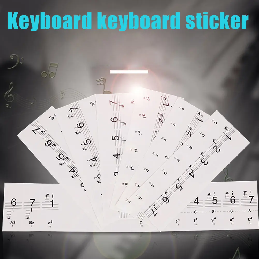 Transparent Piano Stickers Music Keyboard Key Note Labels 54 61 88 Keyboards MC889 | Спорт и развлечения