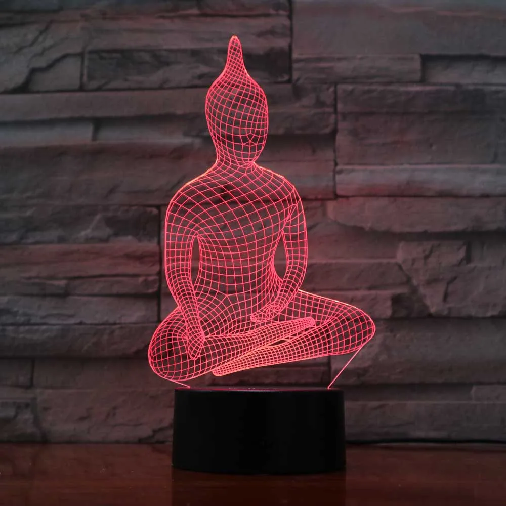 3d лампа Будда настольная светодиодный ночник сменные цвета декоративный