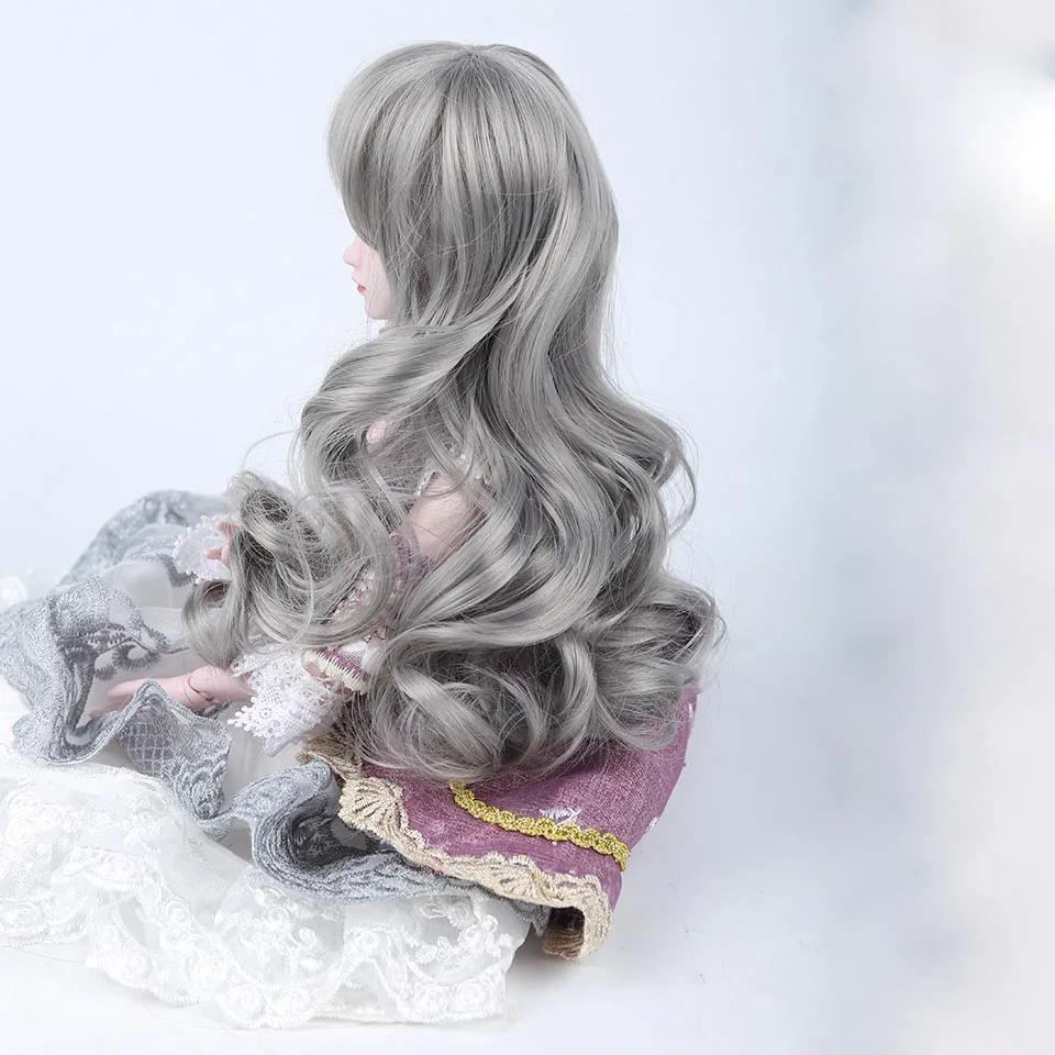 Bybrana 1/3 1/4 SD BJD парик черный коричневый серебряный длинные вьющиеся волосы с челкой для кукол - Цвет: 171
