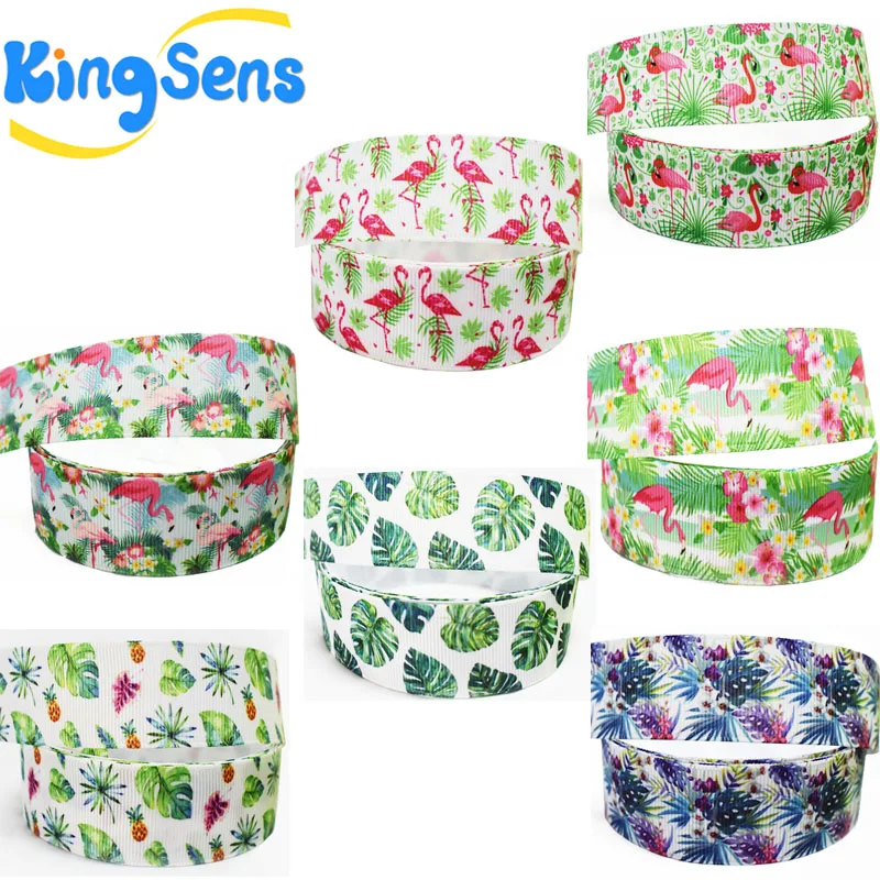 Kingsens 10 и 50 ярдов/лот 25 мм мультфильм листья тропических растений Фламинго шаблон