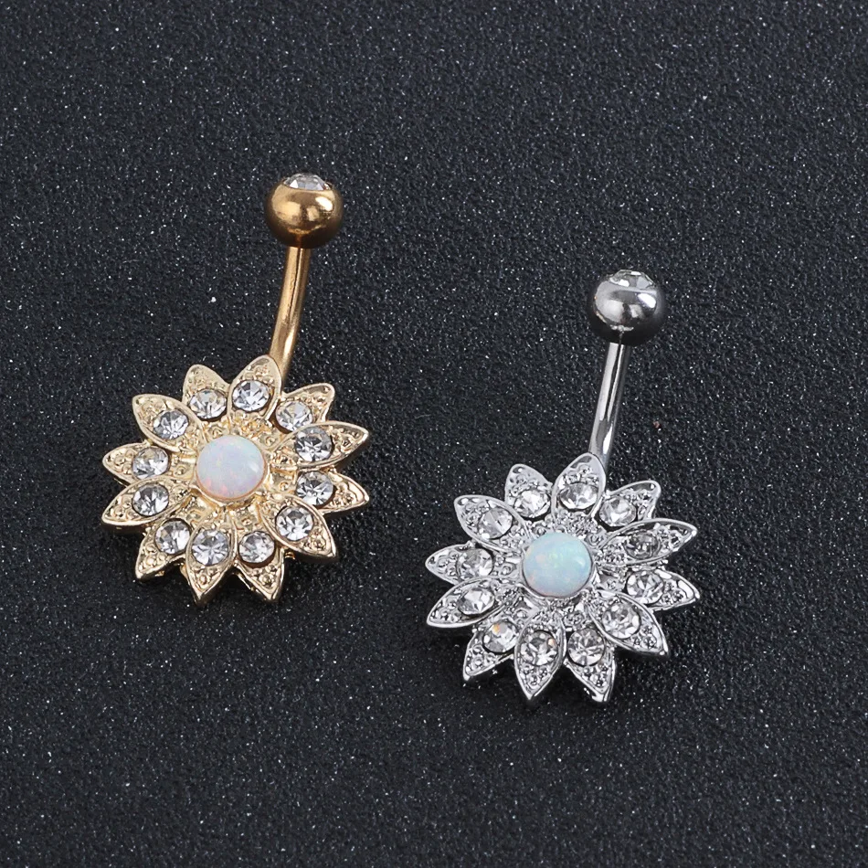 Женское кольцо для пупка с опалом 20 шт./лот|body jewelry|body barbody flower |