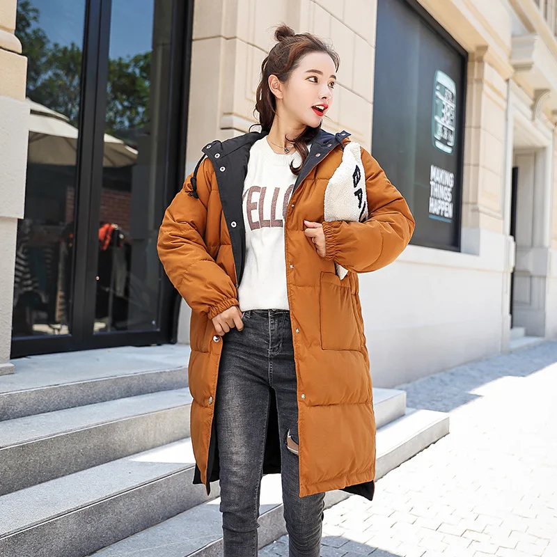 

2019 Limited Polyester Korea East Gate Winter New Both Sides Clothes Cotton Girls Long Fund Women's Cotton-padded Loose Coat