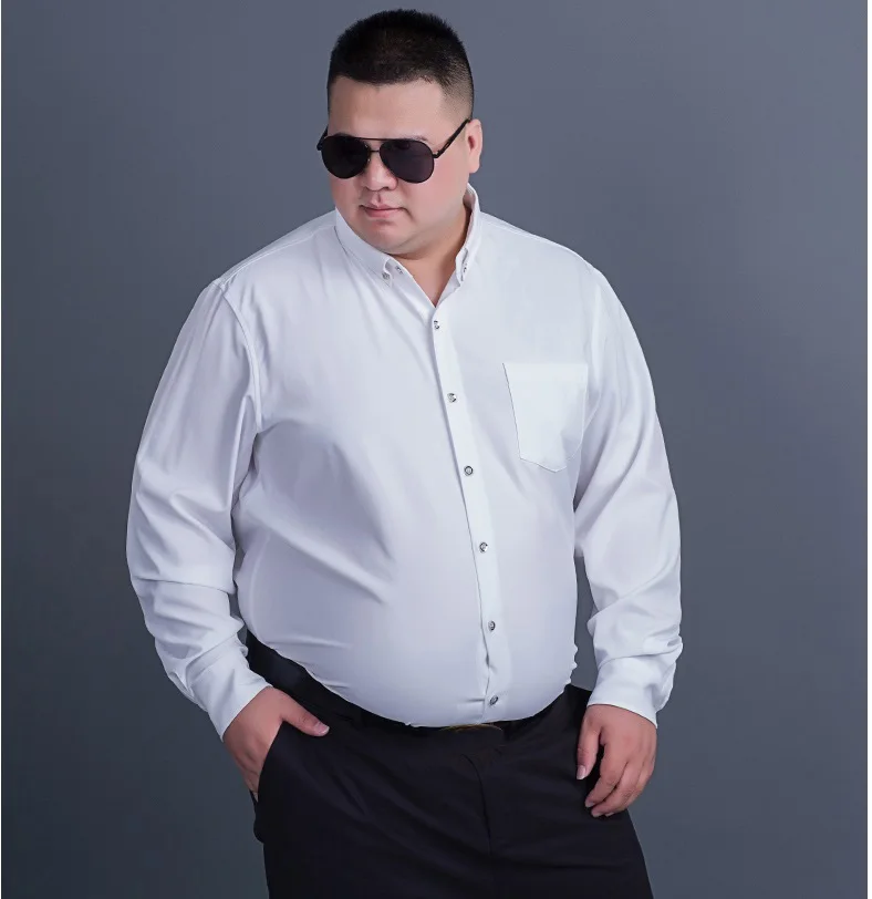 Зимняя мужская официальная рубашка с длинным рукавом 7XL 8XL 9XL 10XL большой размер 11XL осень homme хлопок офисная рубашка темно-синий красный 60