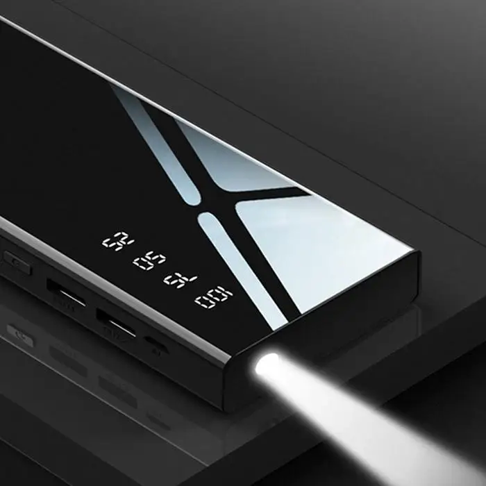 30000mAh Портативный внешний аккумулятор глянцевый зеркальный цифровой дисплей