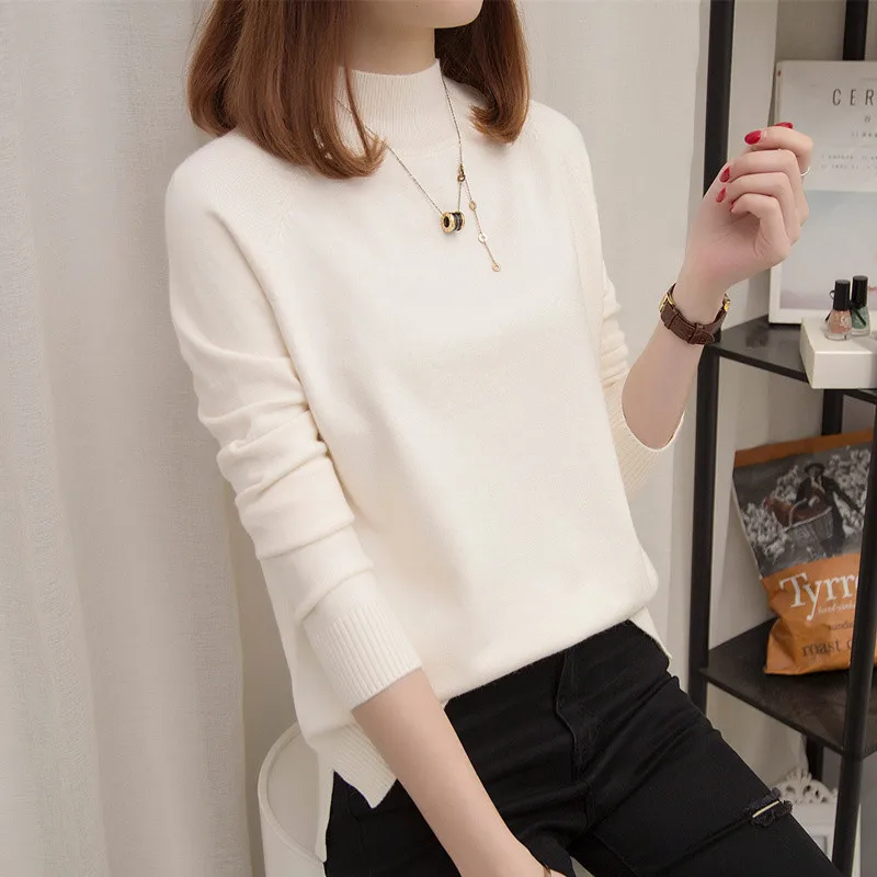Свитер Для женщин Весна 2019 новые свободные Высокий воротник Женский пуловер