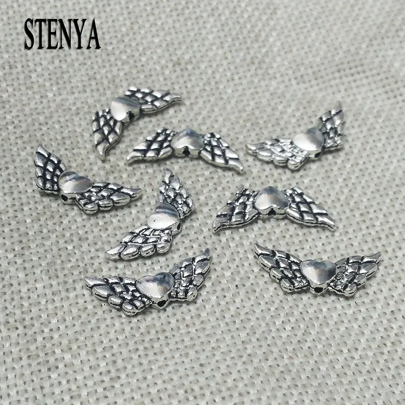 Фурнитура для сережек тибетские посеребренные Подвески бусины крылья ангела