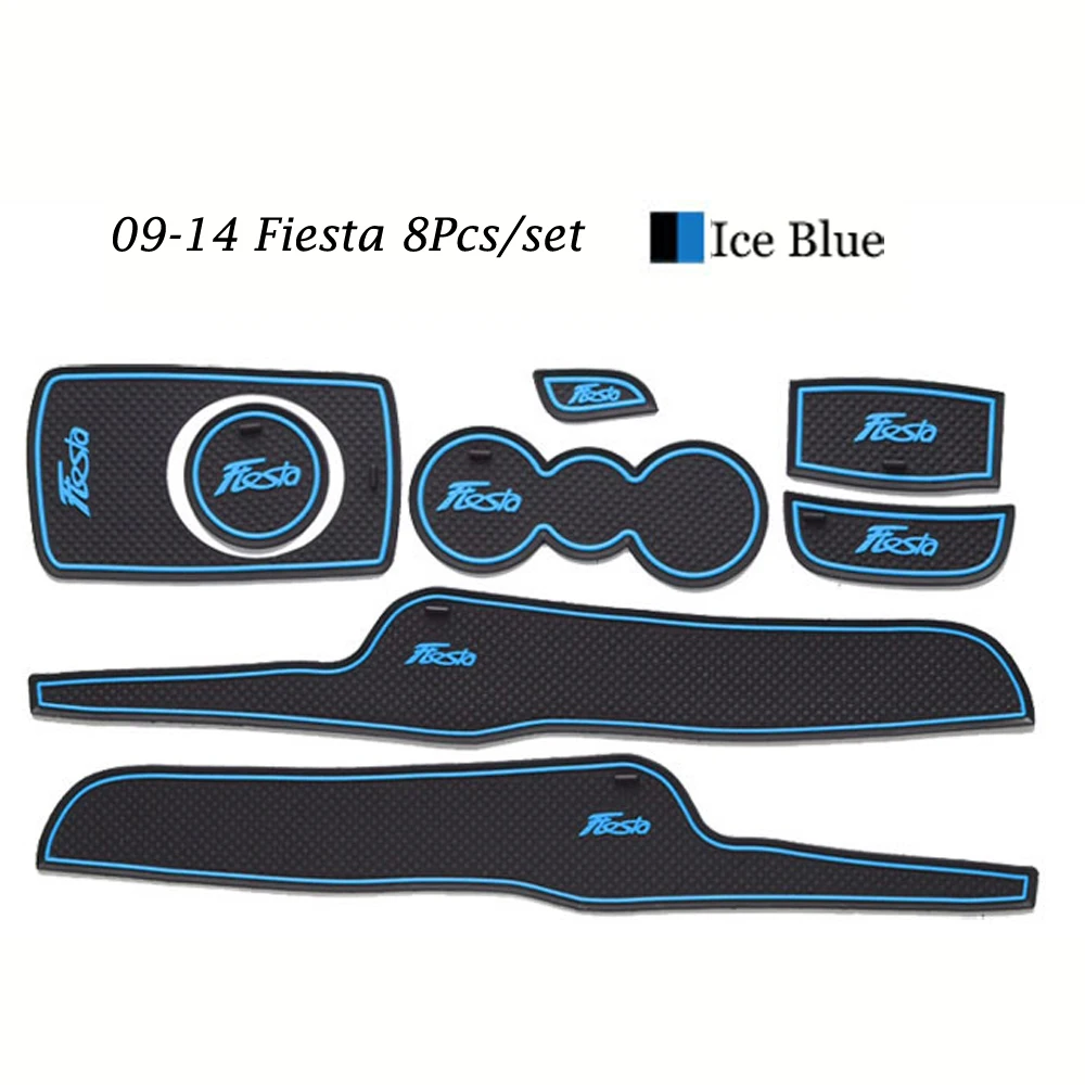 

For 2009-2014 Fiesta Rubber Auto Luminous Gate Slot Door Pad Anti-Slip Cup Holder Mat Cushion Left Drive Accessories