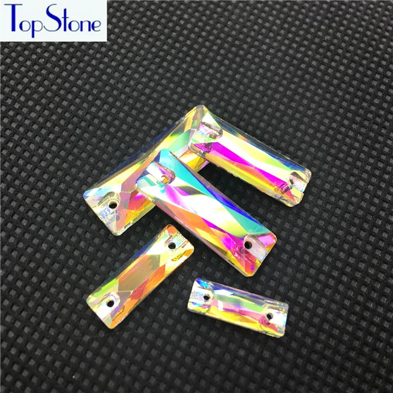 Topstone отличная багетка кристально чистый AB пришить искусственные бриллианты с