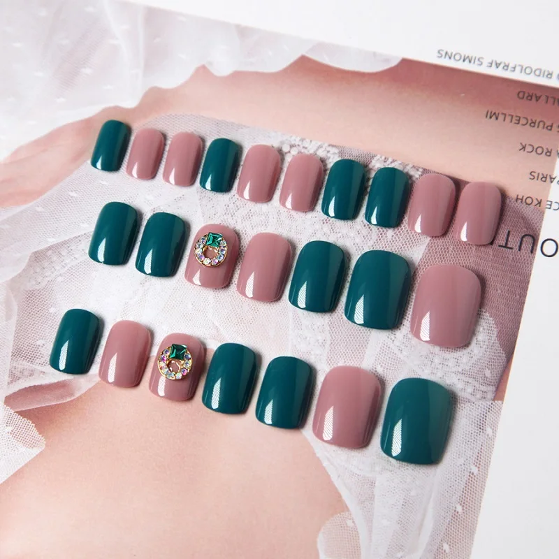 Леди 24 шт./компл. Корейский простой стиль прыжок цвет полное покрытие короткие