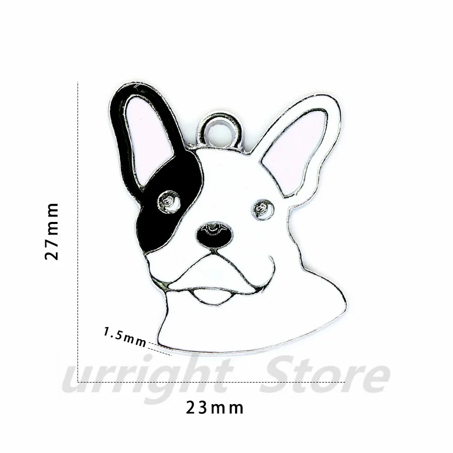 Брелок для ключей с эмалью в виде французского бульдога 10 шт./лот|Шармы| |