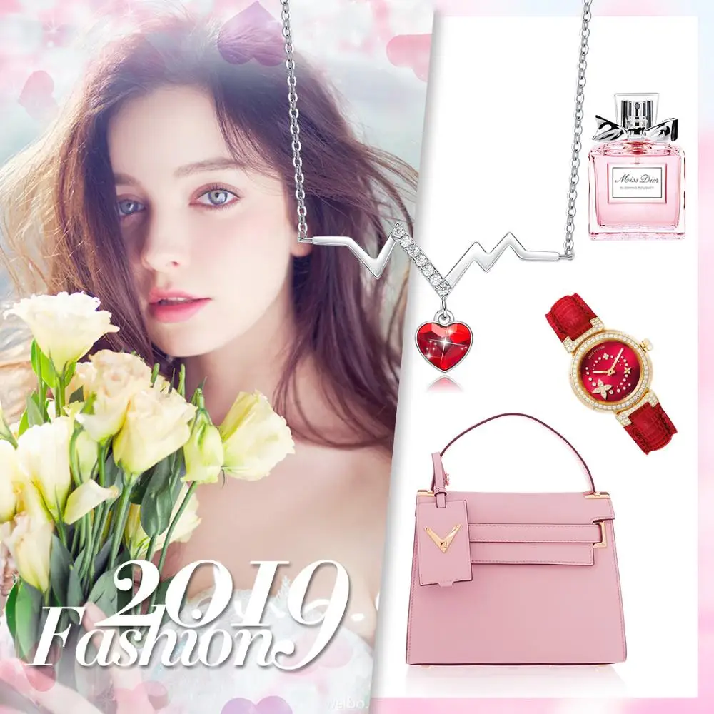 

Cdyle 925 Sterling Silver Heartbeat Necklace with Red Austrian Crystal Minimalist Women Necklace Clavicle Choker Pendant
