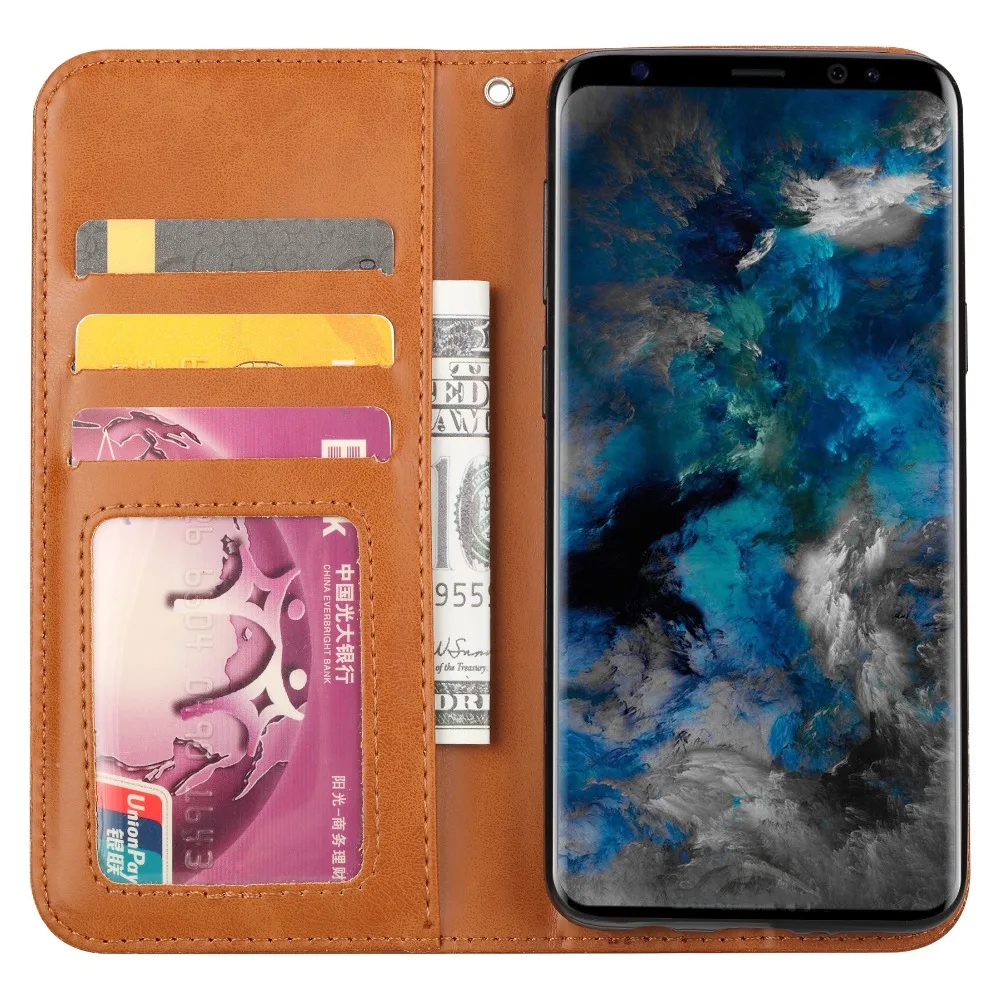 Модные откидная крышка кожаный бумажник для Samsung Galaxy S9 плюс A8 2018 чехол Винтаж