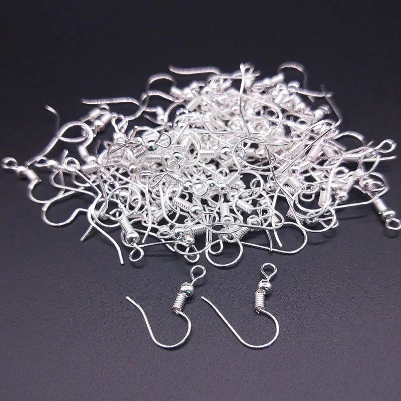 Silver Ручная работа, фурнитура для сережек, застежки, крючки, фурнитура, сделай сам, изготовление ювелирных изделий, аксессуары, крючок, проволока для ушей с бусинами, весна - Цвет: Silver