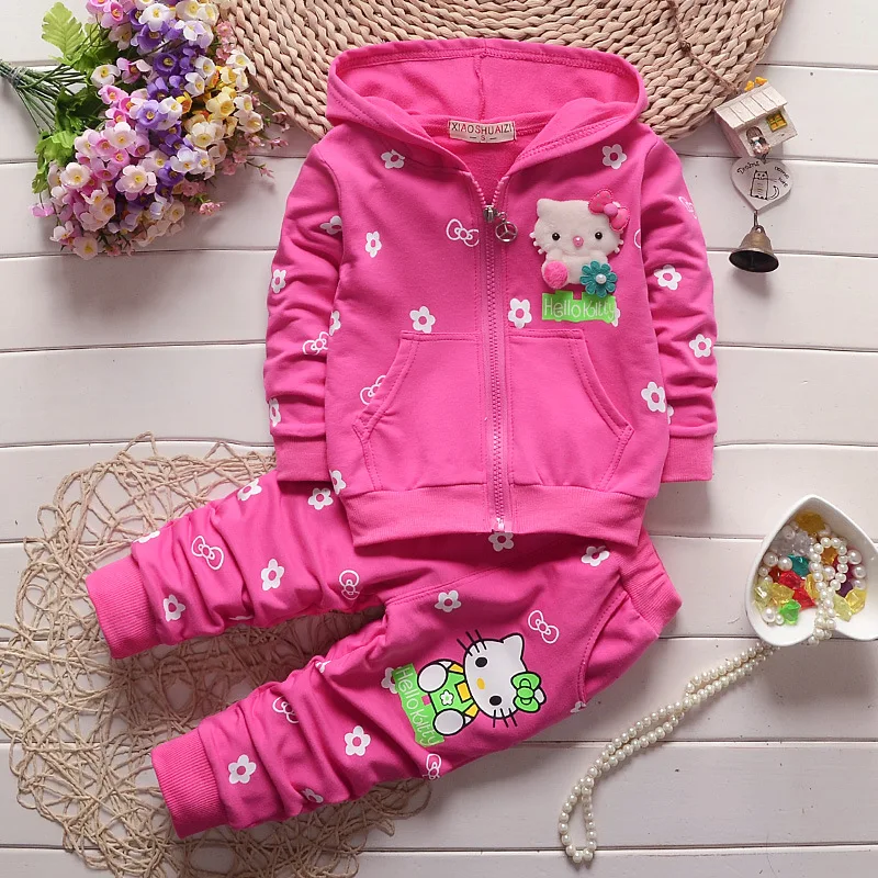 Весна Осень 2020 комплект одежды для маленьких девочек с рисунком Hello Kitty
