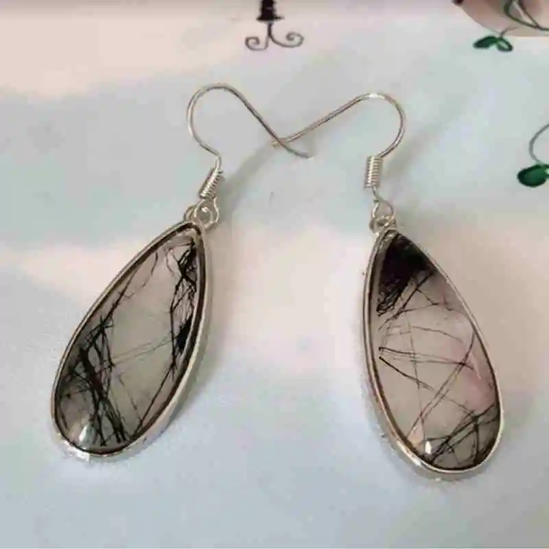 Винтажные черные циркониевые висячие серьги женские модные Висячие свадебные