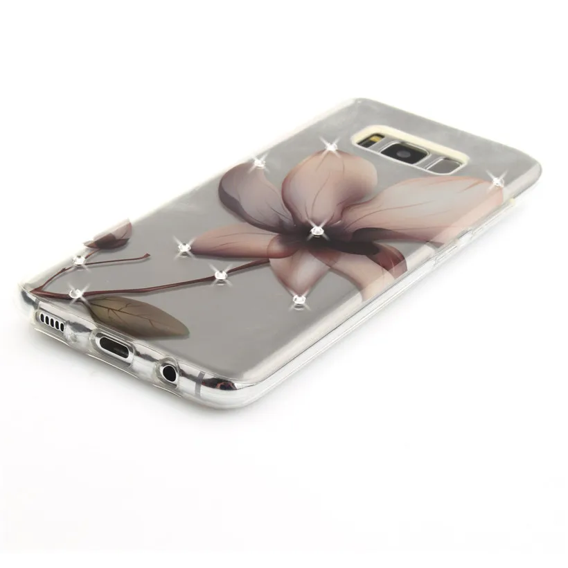 HEMASOLY Case For Samsung S8 Transparent S7 Edge Silicone Rhinestone Pattern Soft |
