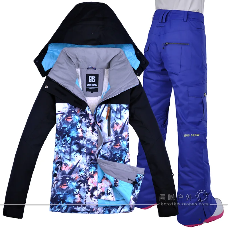 Gsou снег лыжный костюм Для женщин на открытом воздухе Водонепроницаемый