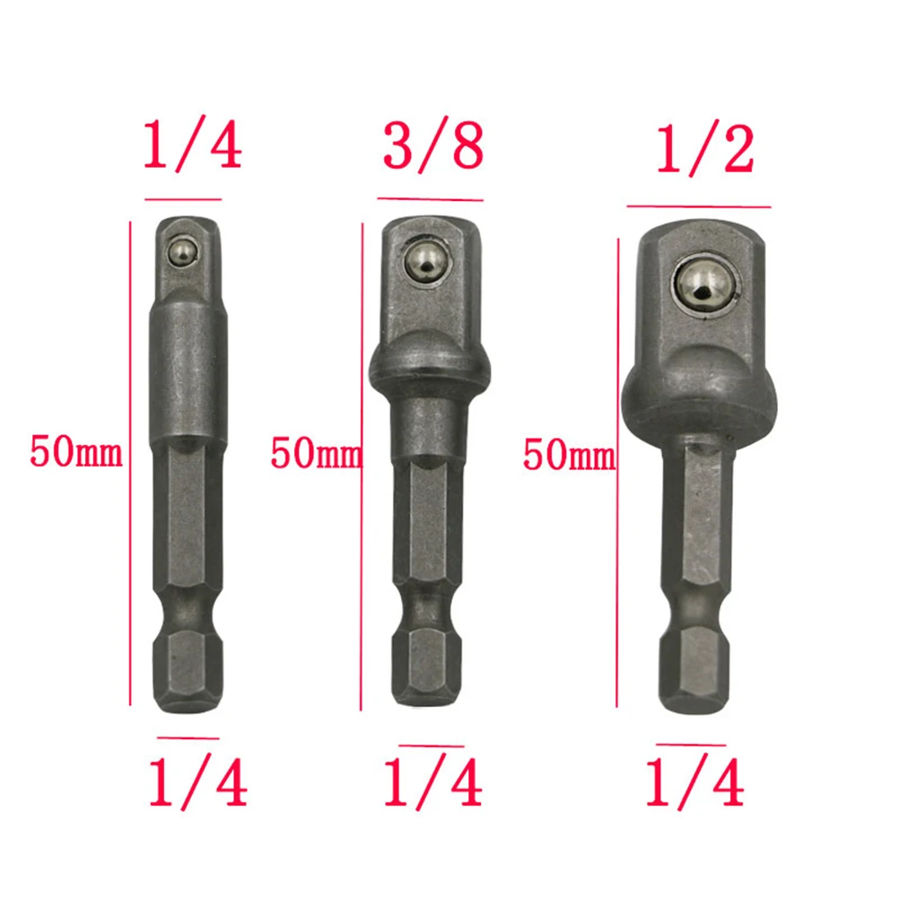 

3pcs 1/4" 3/8" 1/2" Extension Drill Bits Set Power Tools Wood Drill Tools Chrome Vanadium Steel Socket Adapter Set Hex Shank