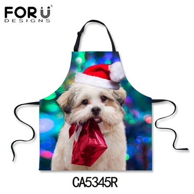 FORUDESIGNS/Merry Рождество кухня фартуки для женщин звавечерние ужин аксессуары животных собака кошка печатных забавные пособия по кулинарии шеф - Цвет: CA5345R
