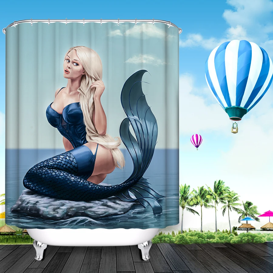

Mermaid Shower Curtain Pattern Custom Shower Curtain Waterproof Bathroom Fabric 60x72" Quality Shower Curtain For Bathroom