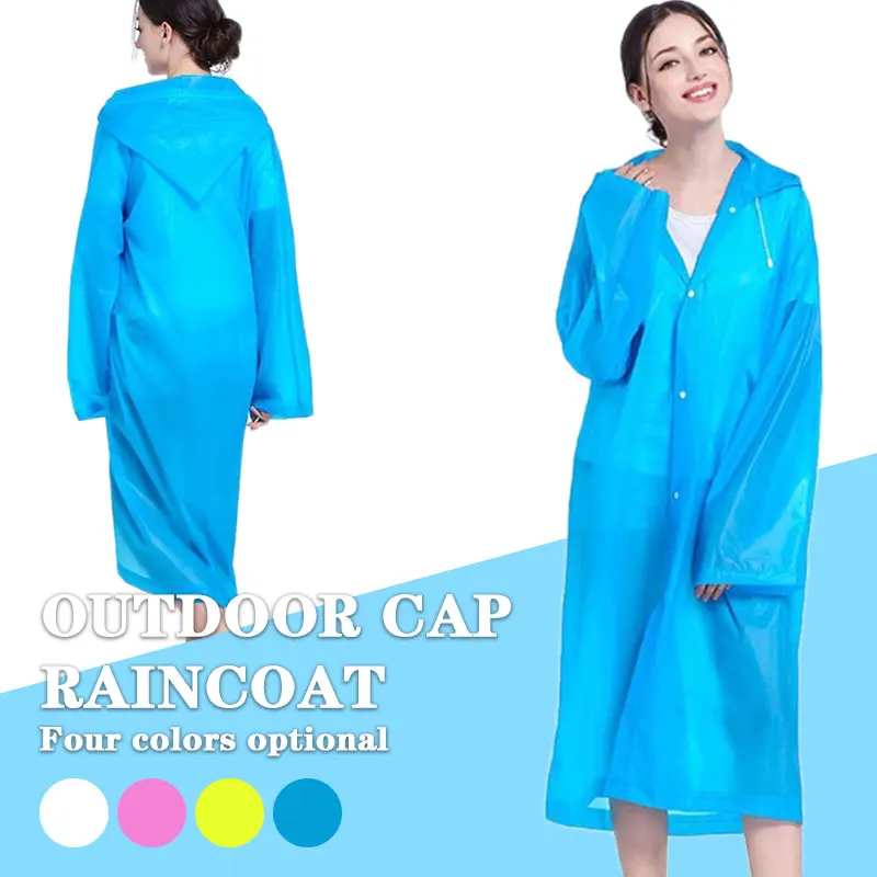 Raincoat Rain Gear Polychromatic Coat Hood Hooded Poncho Waterproof Disposable PVC Hiking Cover Unisex Accessories | Дом и сад