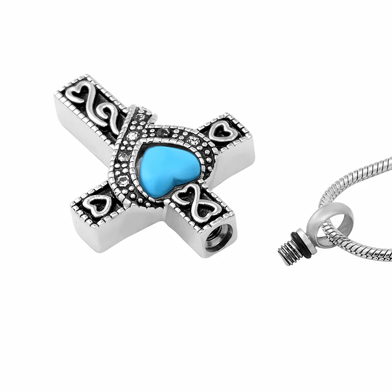 IJD9699 Crysatl шелковая лента Hold Heart Cross зола после кремации Ожерелье Подвеска для