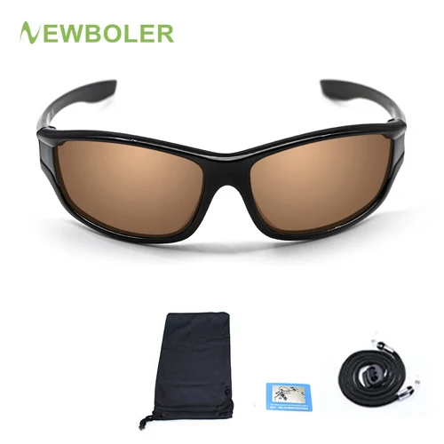 Brown no box No 1 NEWBOLER поляризованные солнцезащитные очки для рыбалки, коричневые/желтые линзы, ночная версия, мужские очки для спорта на открытом воздухе, вождения, велоспорта, UV400 - Цвет: Brown no box No 1