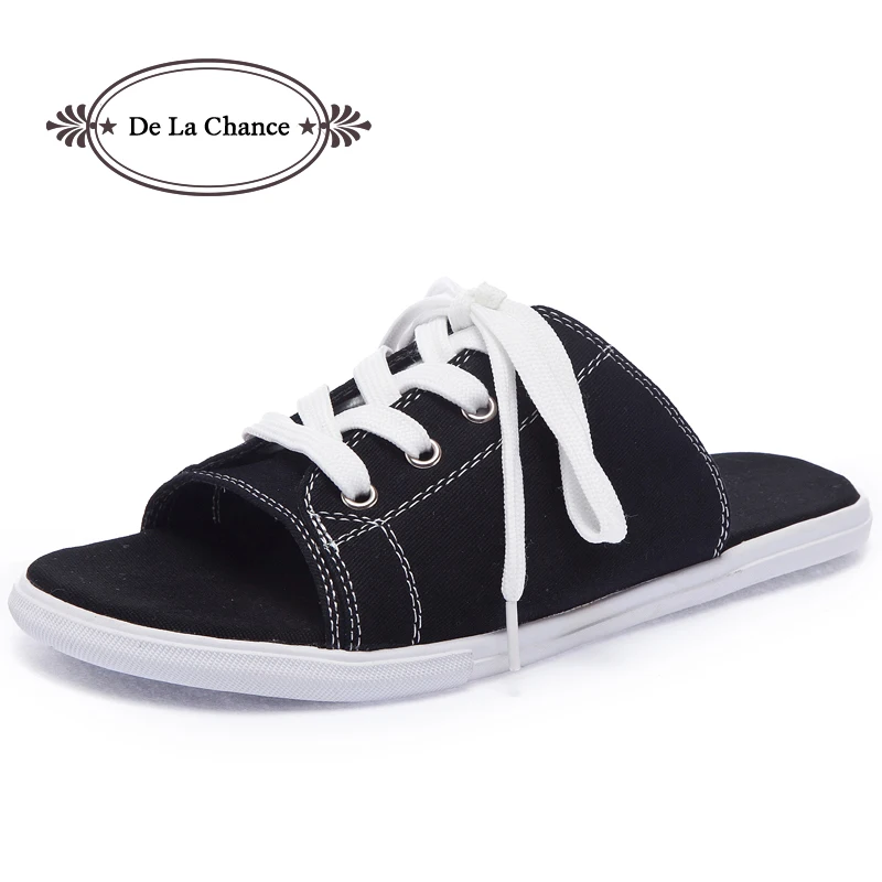 Женские шлепанцы Повседневные сандалии с открытым носком Парусиновые на