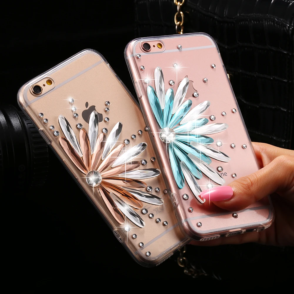 Роскошный блестящий чехол с бриллиантами и подсолнухом для iPhone 11 12 13 X XS MAX XR iphone 5S