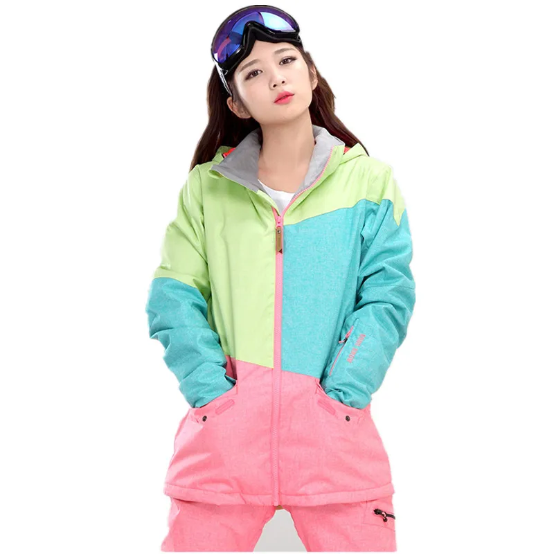 GSOU зимняя брендовая лыжная куртка женская для сноуборда Водонепроницаемая 10K