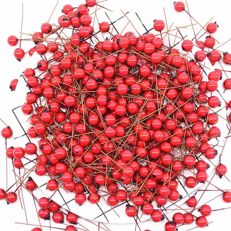 50 шт. 1 см миниатюрные ягоды искусственный цветок многоцветной Cherry гранат тычинки