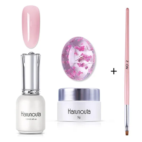 3Pcs Set1 Harunouta цветочный УФ гель сушеные цветы желе розовый дизайн ногтей гель лак инструмент, кисточка для ногтей 3D DIY Дизайн ногтей маникюрный набор - Цвет: 3Pcs Set1