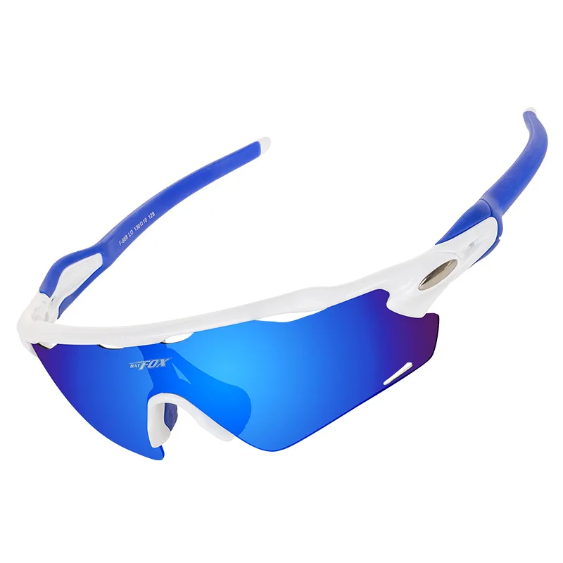 White blue Горячая «летучая мышь» с рисунком лисы ультра легкий UV400 Спортивные очки MTB дорожные очки Для мужчин на осень и весну для Для женщин на открытом воздухе очки дешевые DH очки - Цвет: White blue